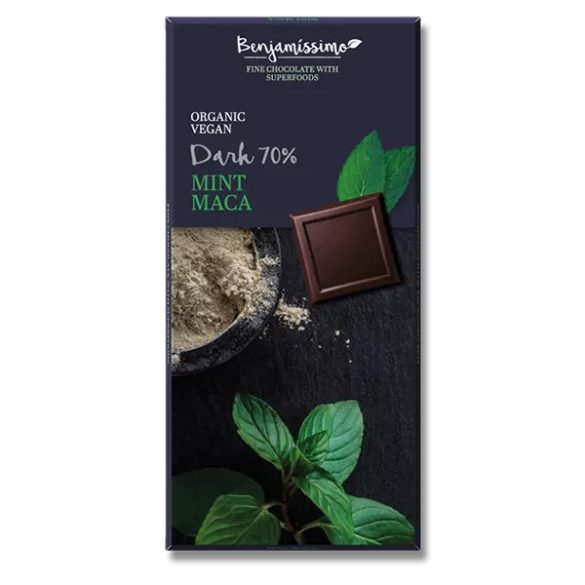 Benjamissimo bio vegán étcsokoládé maca és menta 70 g