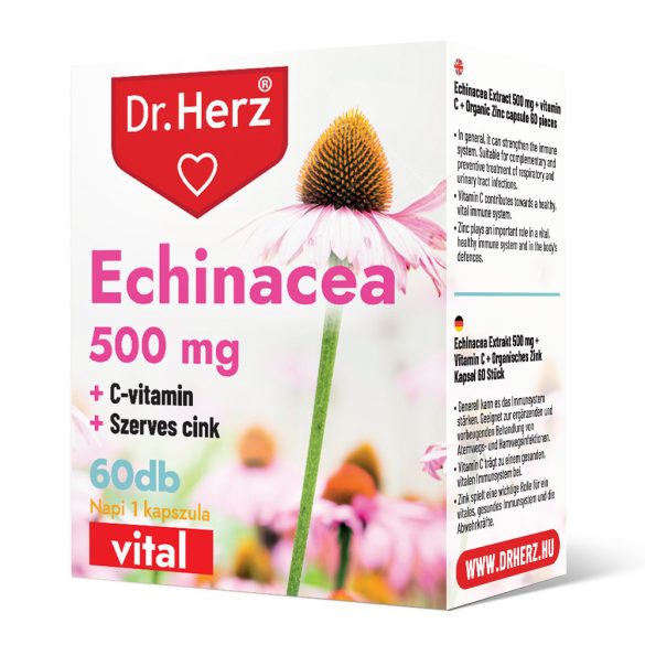 Dr. Herz Echinacea 500 mg + C-vitamin + szerves Cink kapszula 60 db