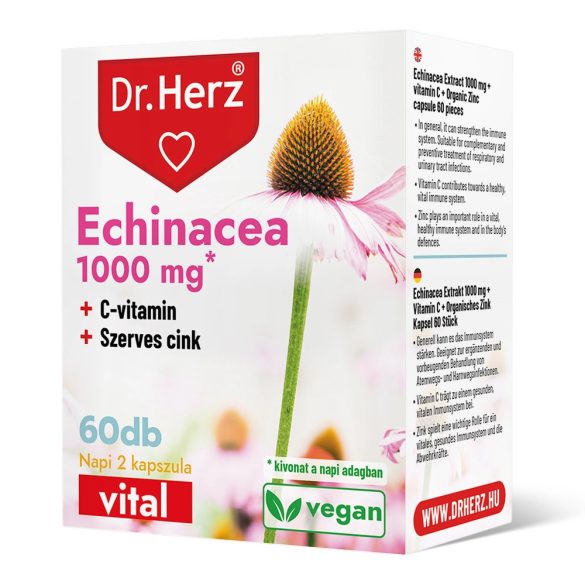 Dr. Herz Echinacea 1000 mg + C-vitamin + szerves Cink kapszula 60 db