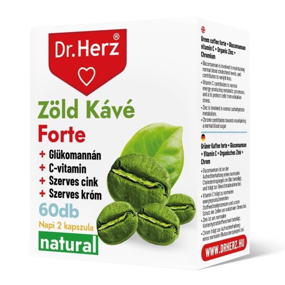 Dr. Herz Zöld Kávé Forte + C-vitamin + Glükomannán kapszula 60 db