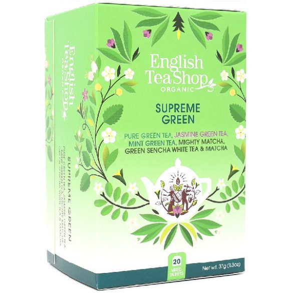 English Tea Shop Bio & FairTrade Supreme zöld teaválogatás 5 féle ízzel 20 filter 37 g