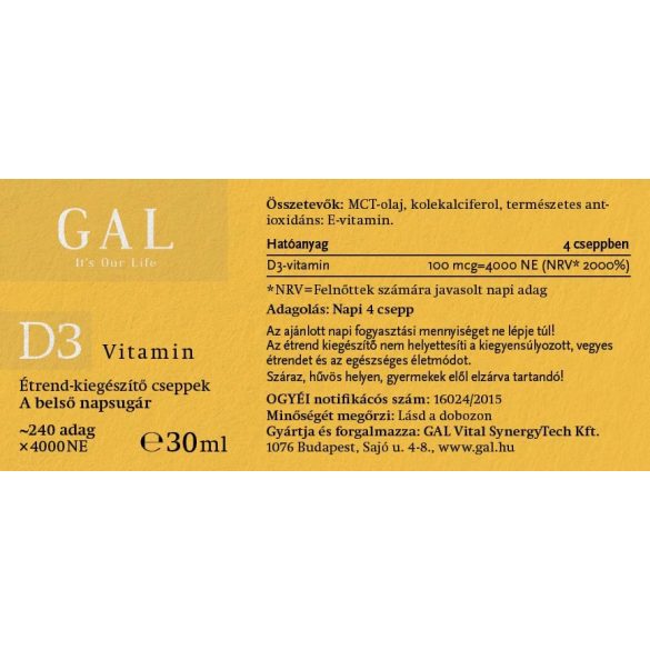 GAL D3-vitamin csepp 30 ml