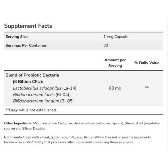 NOW Acidophilus and Bifidus 8 Billion probiotikum kapszula 60 db
