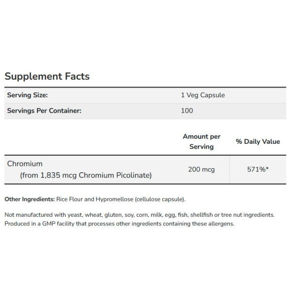 NOW Chromium Piccolinate 200 mcg (szerves króm) kapszula 100 db