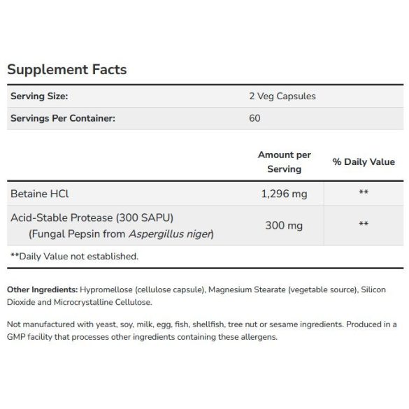 NOW Betaine HCl 648 mg kapszula 120 db