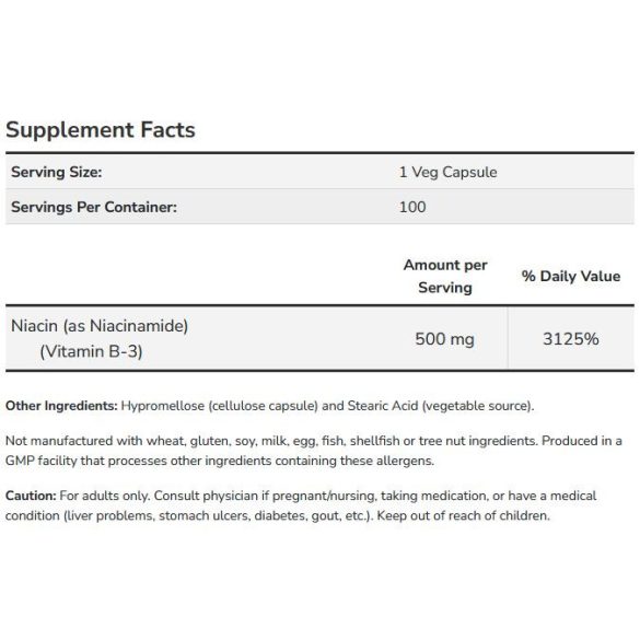 NOW Niacinamid B3-vitamin 500 mg kapszula 100 db