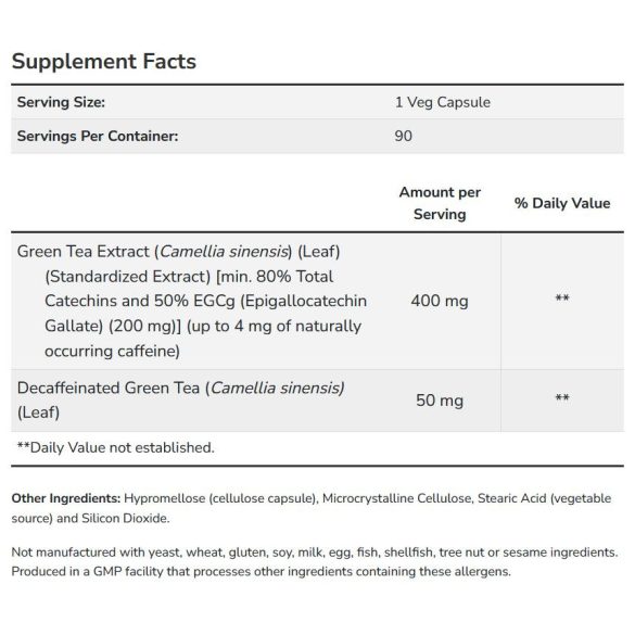 NOW EGCG Green Tea Extract 400 mg (zöld tea kivonat) kapszula 90 db