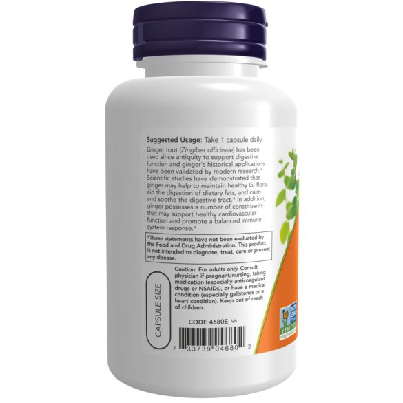 NOW Ginger Root 550 mg (gyömbér) kapszula 100 db