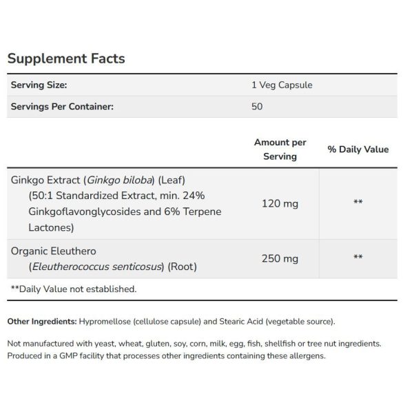 NOW Ginkgo Biloba Double Strength 50:1 kivonat 120 mg kapszula 50 db