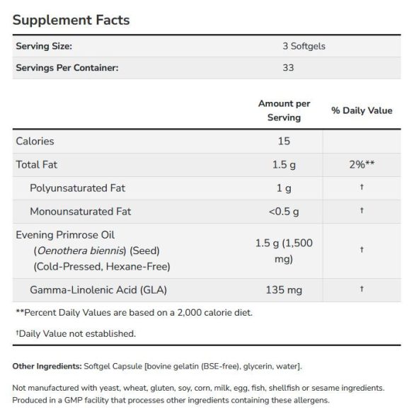 NOW Evening Primrose Oil 500 mg (ligetszépe olaj) lágykapszula 100 db