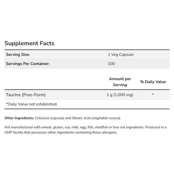 NOW Taurine Double Strength 1000 mg kapszula 100 db