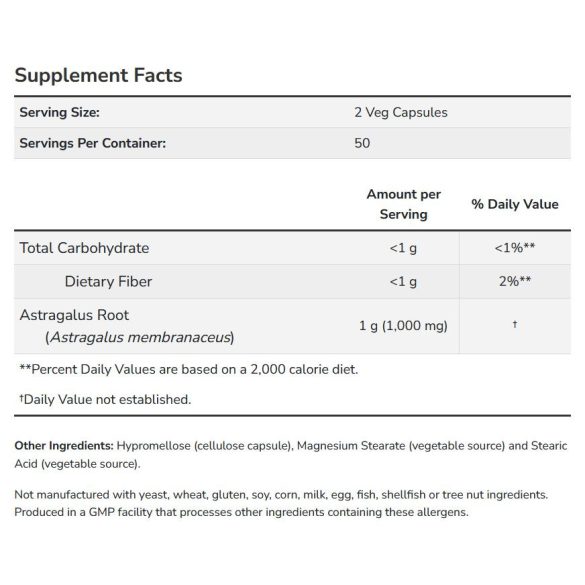 NOW Astragalus 500 mg (kínai csüdfű, baktövis) kapszula 100 db