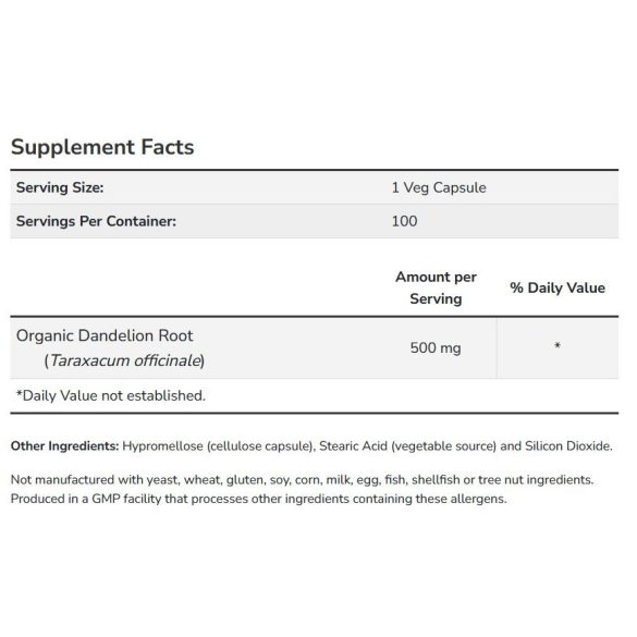 NOW Dandelion Root 500 mg (gyermekláncfű gyökér) kapszula 100 db