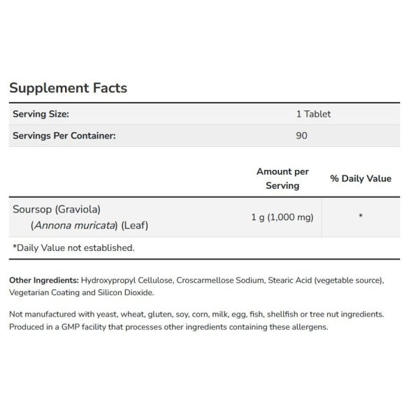 NOW Graviola Double Strength 1000 mg tabletta 90 db