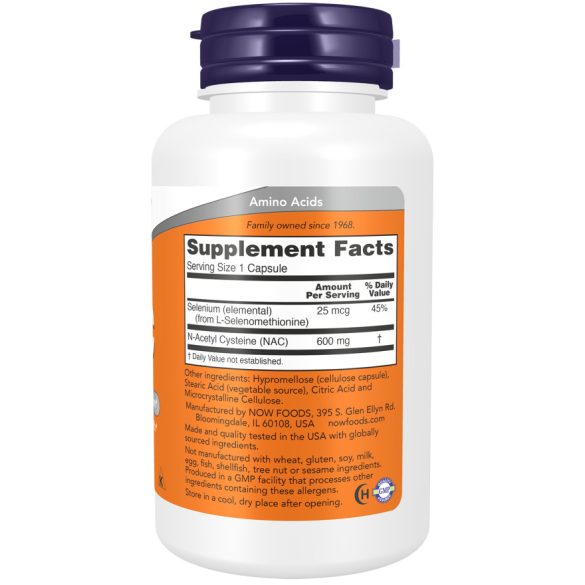 NOW NAC 600 mg + 25 mcg szerves szelén kapszula 100 db