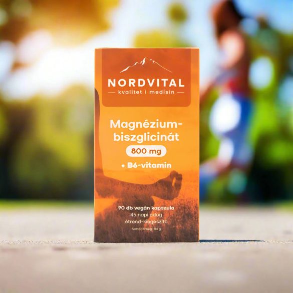 Nordvital Magnézium-biszglicinát 800 mg + B6 "Fully reacted" kapszula 90 db