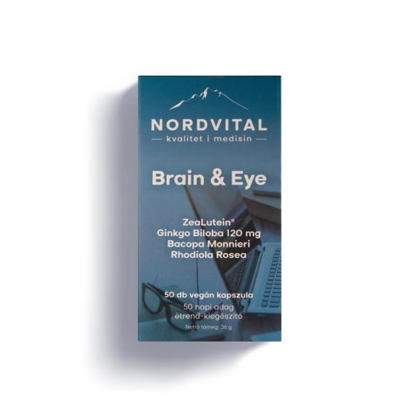 Nordvital Brain and Eye Rhodiola, Bacopa, Ginkgo kivonattal, A-vitaminnal, luteinnel és zeaxantinnal lágyzselatin kapszula 50 db