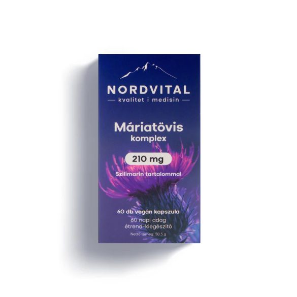 Nordvital Máriatövis komplex 210 mg szilimarin, 100 mg articsóka kivonat kapszula 60 db