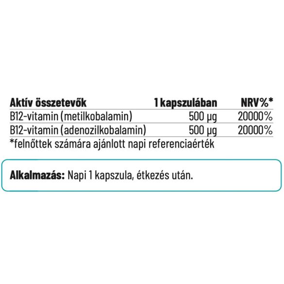 Nordvital B12-vitamin 1000 mcg bioaktív (metilkobalamin, adenozilkobalamin) kapszula 60 db