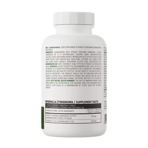 OstroVit Ashwagandha kivonat 6:1 375 mg tabletta 200 db