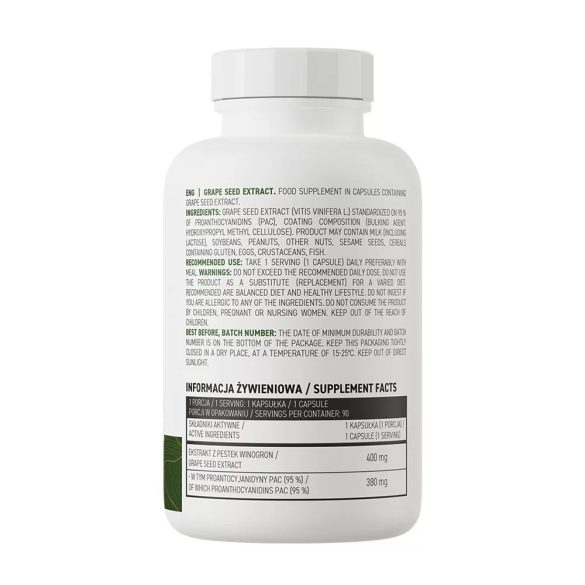 OstroVit Szőlőmag kivonat 400 mg 95% proantocianidin (OPC) kapszula 90 db