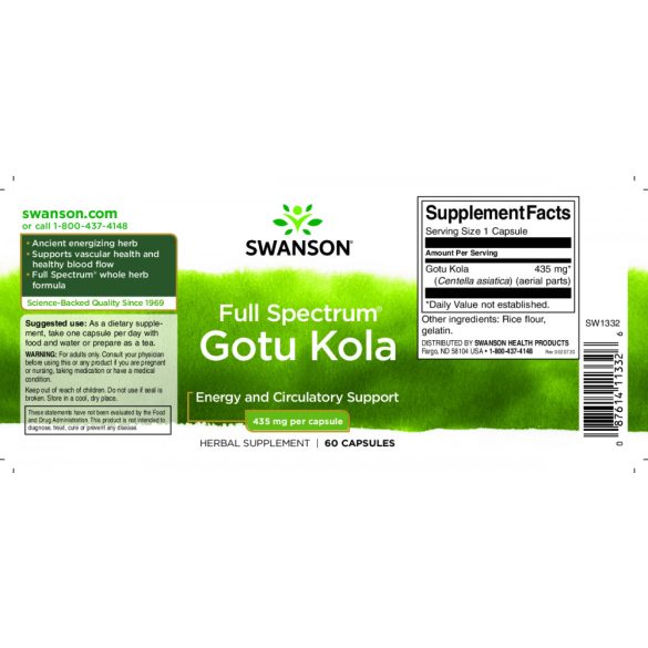 Swanson Gotu kola 435 mg kapszula 60 db