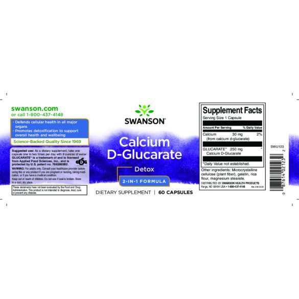 Swanson Calcium D-glucarate (Kálcium D-glukarát) 250 mg kapszula 60 db