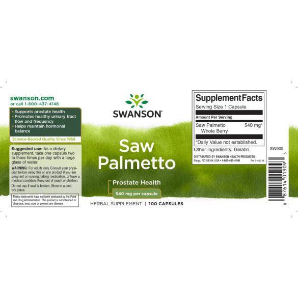 Swanson Fűrészpálma (Saw Palmetto) 540 mg kapszula 100 db