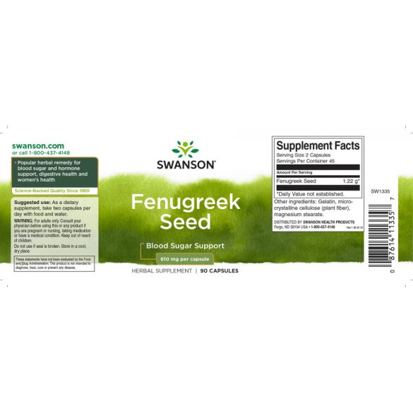 Swanson Görögszéna (Fenugreek) 610 mg kapszula 90 db