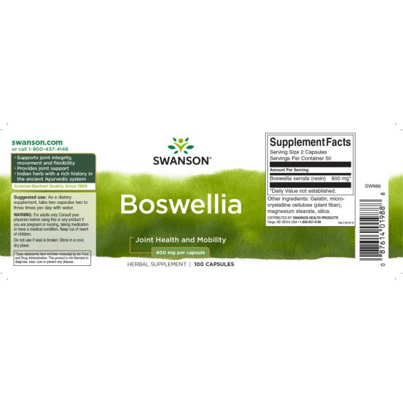 Swanson Boswellia (tömjénfa gyanta) 400 mg kapszula 100 db