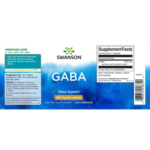 Swanson GABA 500 mg kapszula 100 db