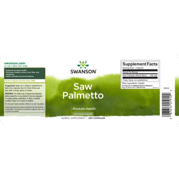 Swanson Fűrészpálma (Saw Palmetto) 540 mg kapszula 250 db