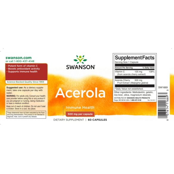 Swanson Acerola 500 mg kapszula 60 db