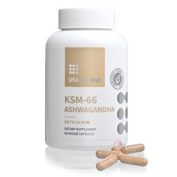   USA medical Ashwagandha gyökér kivonat KSM-66 250 mg + Glicin 50 mg kapszula 60 db