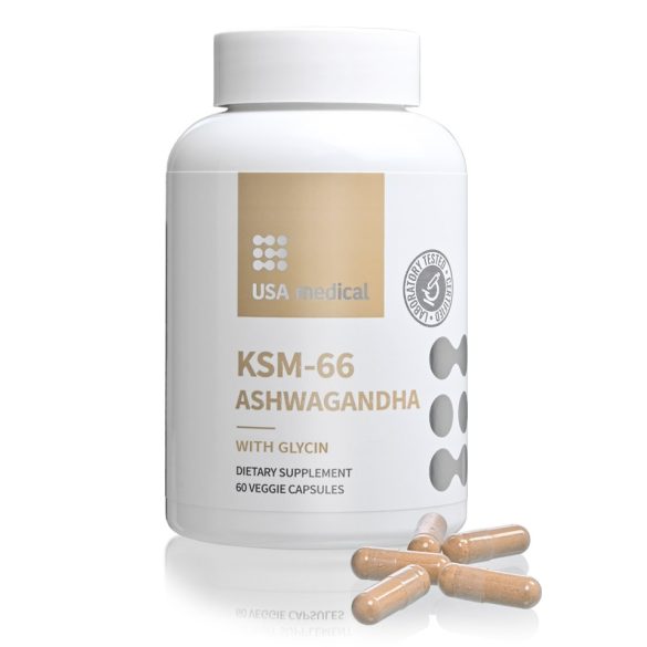 USA medical Ashwagandha gyökér kivonat KSM-66 250 mg + Glicin 50 mg kapszula 60 db