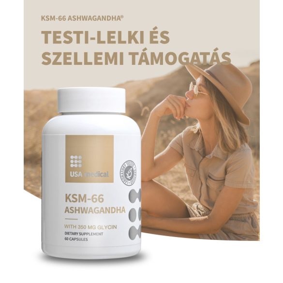 USA medical Ashwagandha gyökér kivonat KSM-66 250 mg + Glicin 50 mg kapszula 60 db