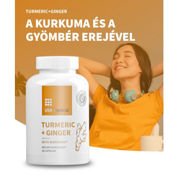 USA medical Kurkuma és gyömbér 655 mg +BioPerine® kapszula 60 db 