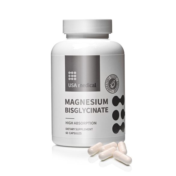 USA medical Magnézium-biszglicinát (Magnesium Bisglycinate) 600 mg kapszula 60 db 