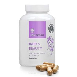   USA medical Hair & Beauty haj, bőr, köröm kapszula hialuronsavval, kollagénnel, biotinnal, cinkkel 60 db