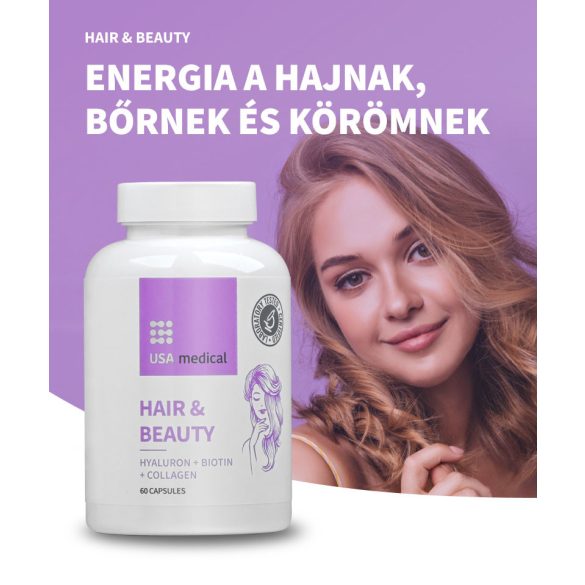 USA medical Hair & Beauty haj, bőr, köröm kapszula hialuronsavval, kollagénnel, biotinnal, cinkkel 60 db