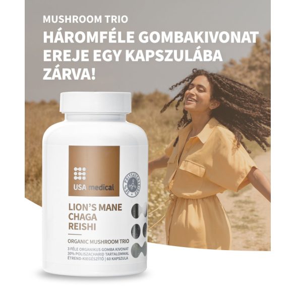 USA medical Lion's Mane, Chaga, Reishi Gomba-trió kivonat 620 mg kapszula 60 db