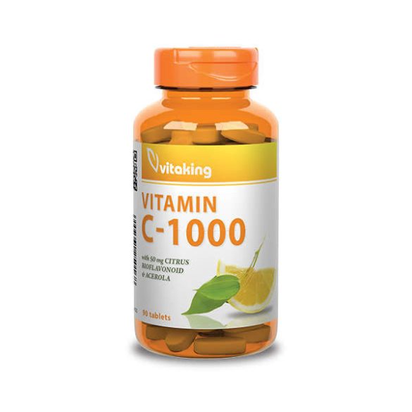 Vitaking C-1000 mg +bioflavonoidok (acerola, csipkebogyó) C-vitamin tabletta 90db