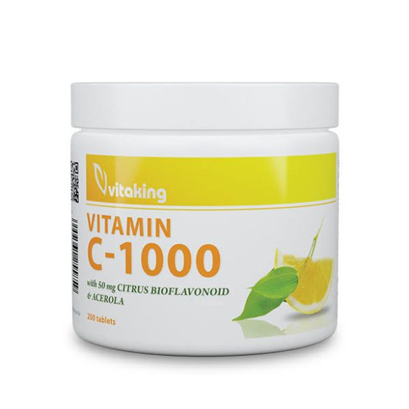 Vitaking C-1000 mg +bioflavonoidok (acerola, csipkebogyó) C-vitamin tabletta 200db