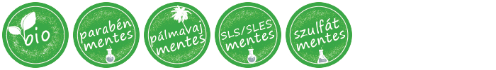BIO, Parabénmentes, Pálmavajmentes, SLS/SLES mentes, Szulfátmentes