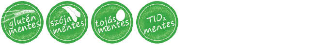 Gluténmentes, Szójamentes, Tojásmentes, Titán-dioxid mentes