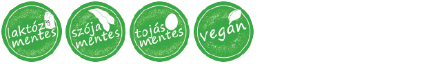 Laktózmentes, Szójamentes, Tojásmentes, Vegán